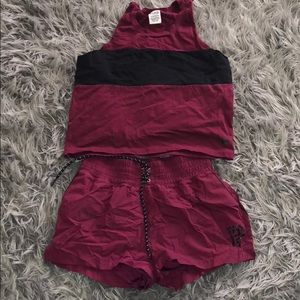 Burgundy and Black Pink outfit